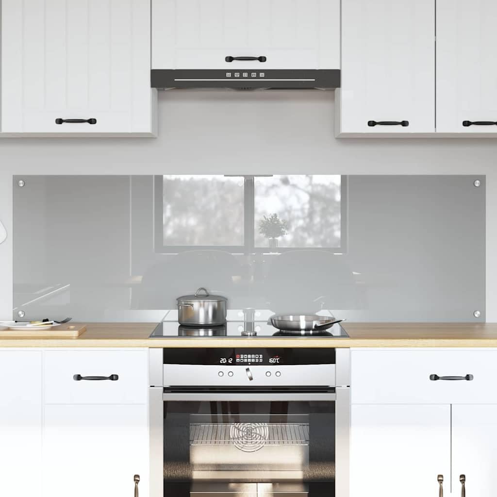 Solivagant Küchenrückwand 2 pcs Hellgrau 80 x 50 cm Gehärtetes Glas, Küche Esszimmer,Küchenhelfer -utensilien, 13.5 kg-3415450