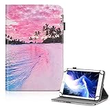 UrbanX 7-8 Inch Universal Tablet Case, Protective Cover StFolio Case for Toshiba Excite Go 7 8 Inch, with 360 Degree Rotatable Kickstand, Multiple Viewing Angles Stylus Holder - Pink Beach