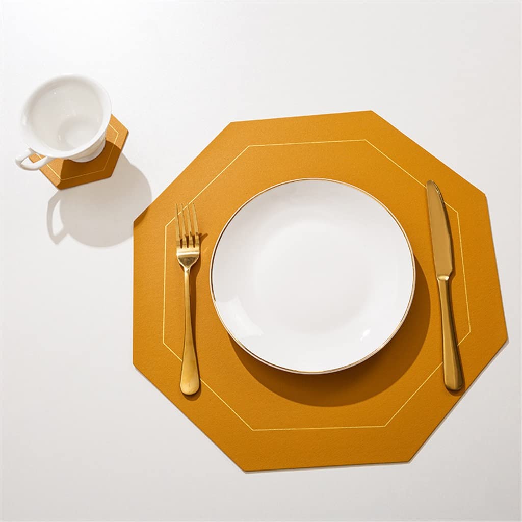IANSHFKN 6 Pcs Leather Placemat Insulation Pad Western Placemats Coaster Pads Table Mats Tableware Kitchen Accessorie