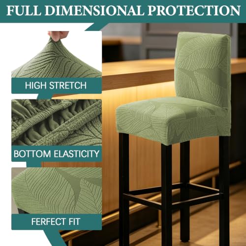 Image of HAOYONG Bar Stool Covers, Stretch Counter Stool Pub Chair Slipcover Washable Counter Height Chair Covers for Kitchen Dining Room Cafe Set of 2 (Olive Green)