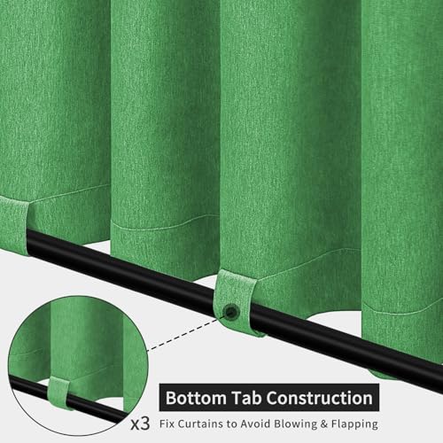 Rideaux d'extérieur doux et épais aspect lin vert Easy-Going
