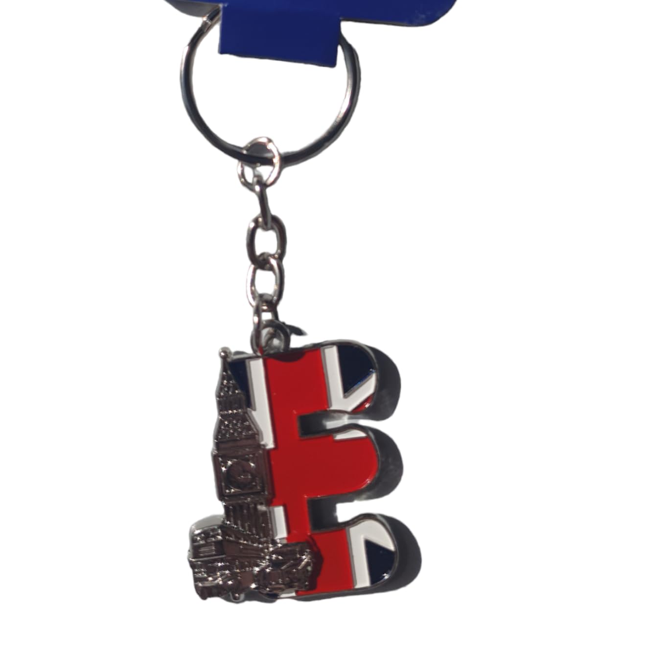 London Letter E Keychain - Metal Keyring with UK Symbols