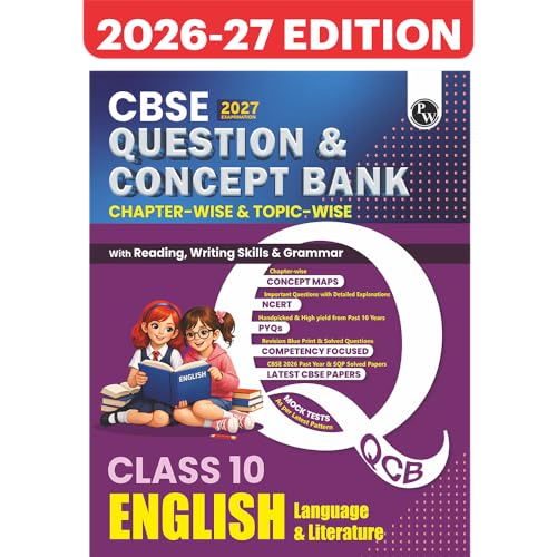 Image of PW CBSE Question & Concept Bank Class 10 English Language & Literature 2027 Chapterwise & Topicwise | NCERT Questions Concept Maps PYQs Mock Test 50% Competency Based Questions