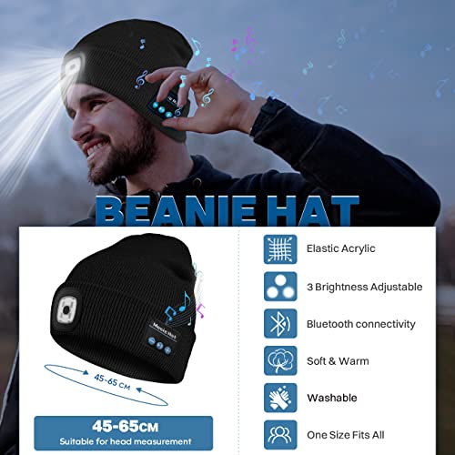 Bosttor Bluetooth Beanie Hat With Light, Headlamp Cap With Headphones And Built-In Speaker Mic, Gifts For Men Women Teen Pink #TOP1