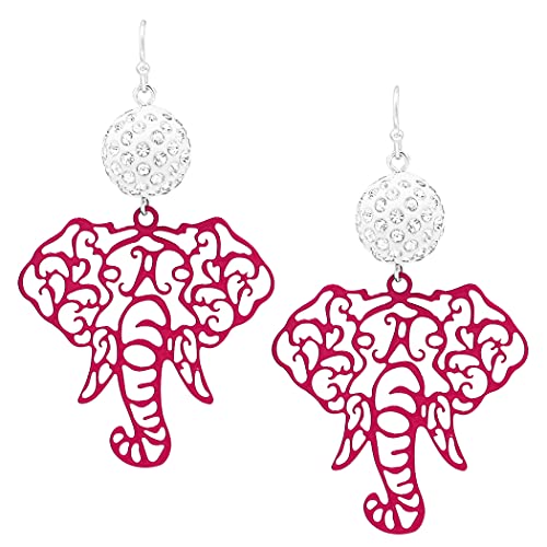 Rosemarie & Jubalee Women's Alabama College Football Crimson Elephants Dangle Earrings, 2.5