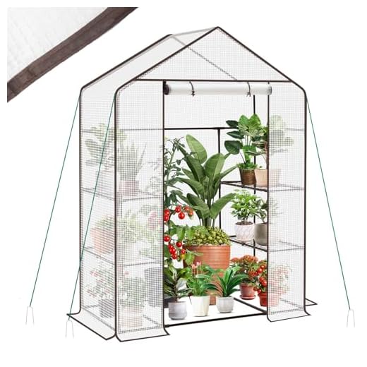 Sekey Gewächshaus 200x145x75 cm, Foliengewächshaus Stabil, Gewächshaus Balkon mit 4 Regalböden für optimales Pflanzenwachstum, Weiß, XL