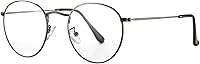 Vista 1 de PORADAY Lentes de bloqueo de luz azul para mujeres y hombres, marco de lentes de metal redondo retro 100% anti-luz azul