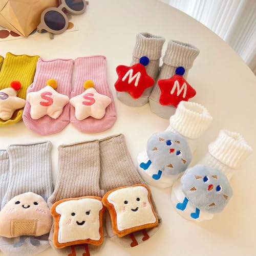 queenland 2 Pairs Baby Girls Boys Non Slip Cotton Socks Cozy Crew Socks for Infant Toddler4