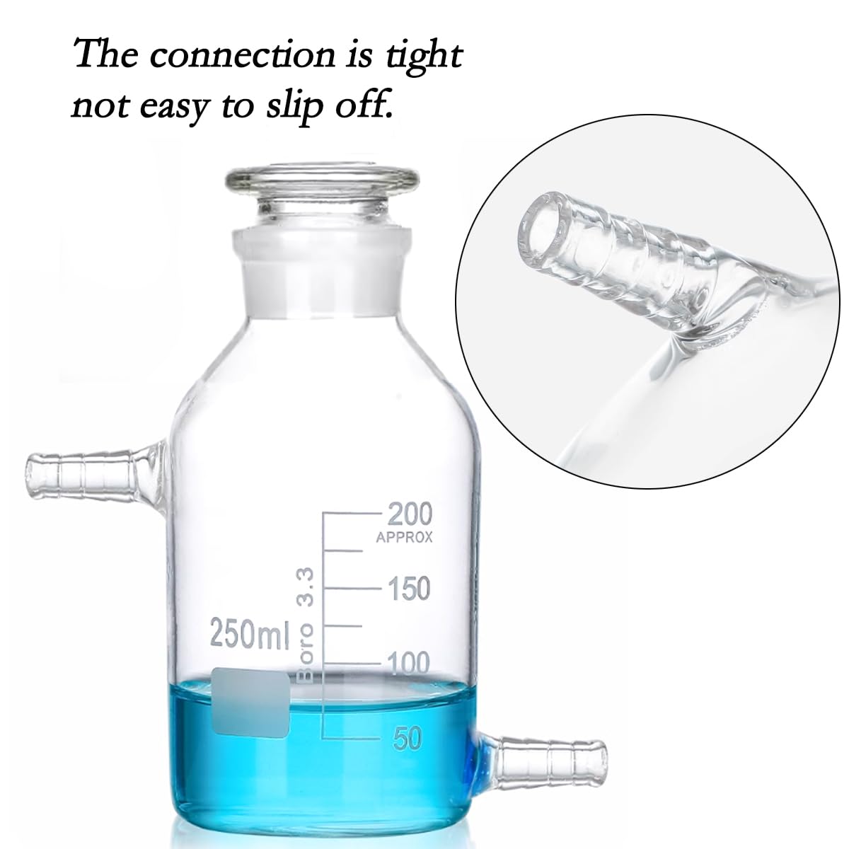 Botella de reactivo de desviación de vidrio de borosilicato, botella de almacenamiento de vidrio transparente de boca ancha, con tapón de vidrio esmerilado y dos cabezas de pagoda. (1000ML)