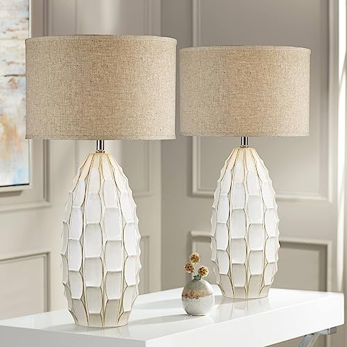 Set de 2 lámparas de mesa blancas de cerámica 32.75" alt
