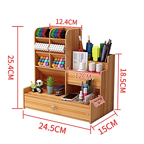 Portamatite-in-Legno-Organizer-da-Scrivania-Portapenne-Multifunzionale-da-Scrivania-per-Cancelleria-per-Ufficio-a-Casa-Scaffale-per-Rifornimenti-Scolastici-con-Cassetto