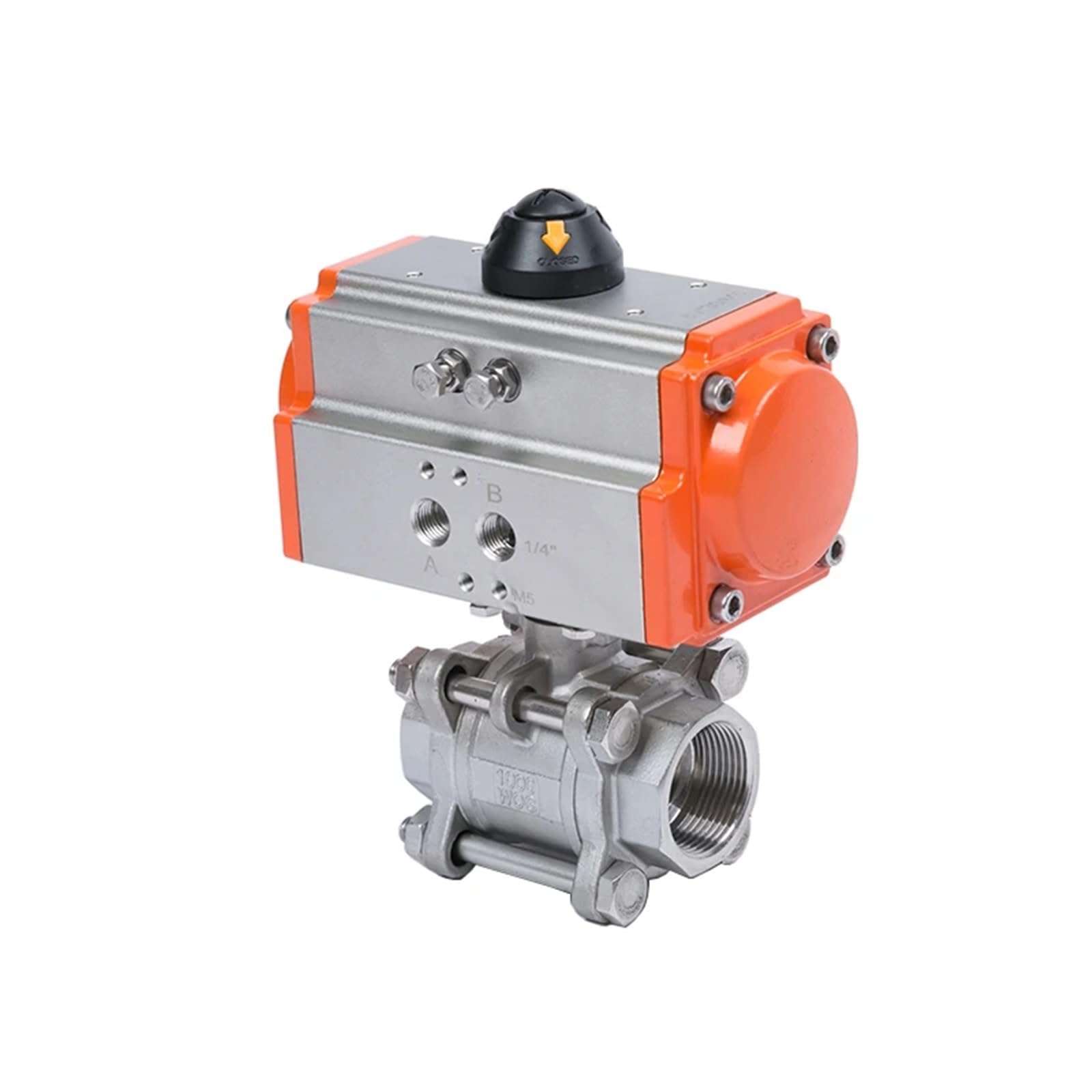 Swewdsqg One Color Dn08 High Platform Pneumatic Ball Valve Three Piece 304 Stainless Steel Double Acting Cylinder High Temperature Resistant
