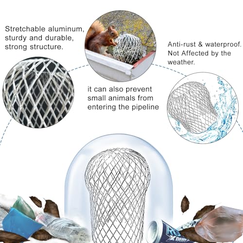CTENG Dachrinnen Laubschutz 4 Stück,Rinnensieb Metall Dachrinnenschutz für Regenrinne Regenrinnenschutz Dachrinnensieb Dachrinnen Laubschutz Laubfilter Fallrohr Laubfang Abfluss Sieb Regenrinnen