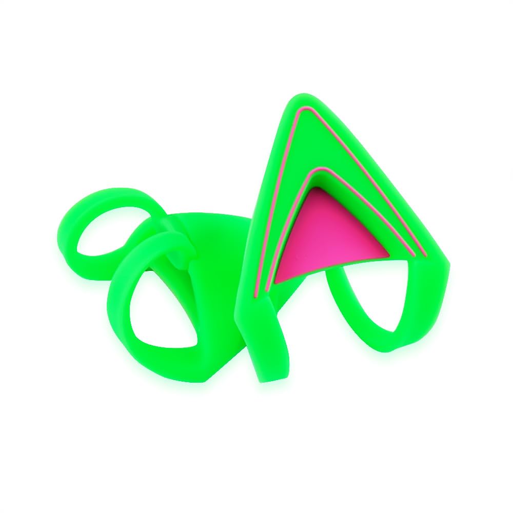 Glow in Dark Silicone Cat Kitty Ears Lovely Fluorescent Cat Ears Compatible for Bose/Razer/HyperX/Corsair/SteelSeries Arctis/Edifier Gaming Headphones (Green) - Image 2