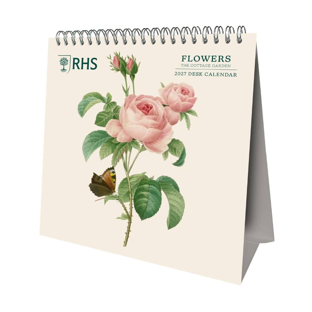 RHS 2027 Desk Easel Calendar Official Licensed Royal Horticultural Society Calendar, Compact Desk Display, Monthly Layout Featuring Beautiful Garden Artwork, Gift for Gardening Lovers