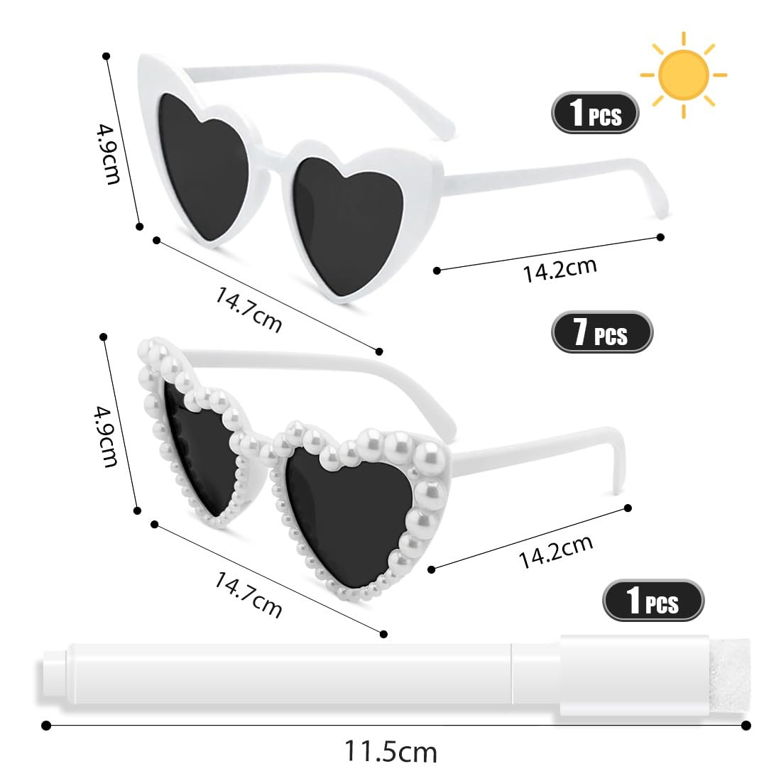 Bailtouk DIY Herz Brillen Set - 8 Stück Partybrillen Mit Rhinestones & Buchstaben