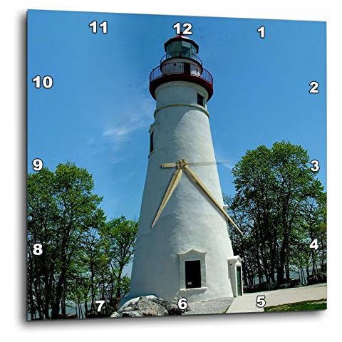 Reloj de pared 3dRose DPP_61708_2 con diseño de faro de mármol Cover