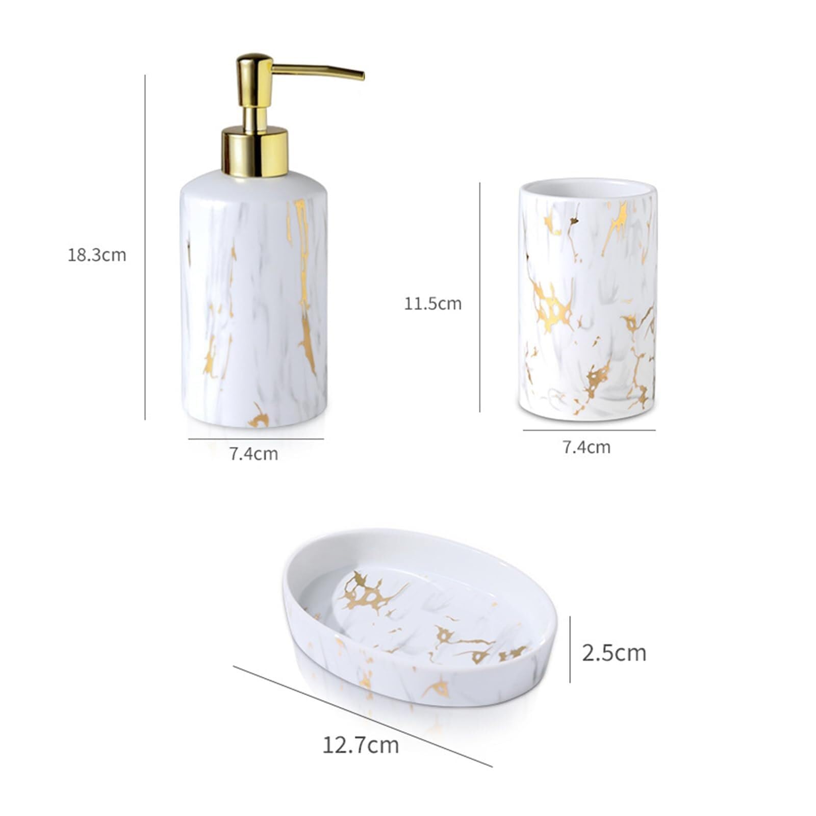 Juegos de Accesorios de Baño Juego de 4 Piezas de dispensador de jabón de cerámica, Vaso for Cepillo de Dientes y Accesorios de baño con Plato Decorativo. Decoración Rústica(Badrum Set)