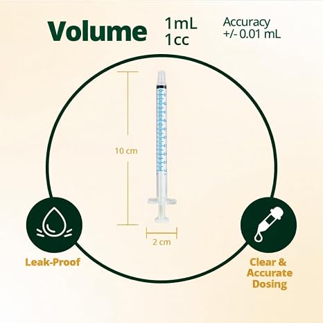 Elimedical 1ml Oral Syringe, Slip Tip, Without Needle, for Medication or Liquid Dispension, 1cc (1ml), 100 per Box, Clear, 01PC