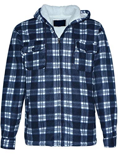 Yasumond Plus Size Hoodies for Men Full Zip Heavy Fleece Cotton Warm Jackets Navy