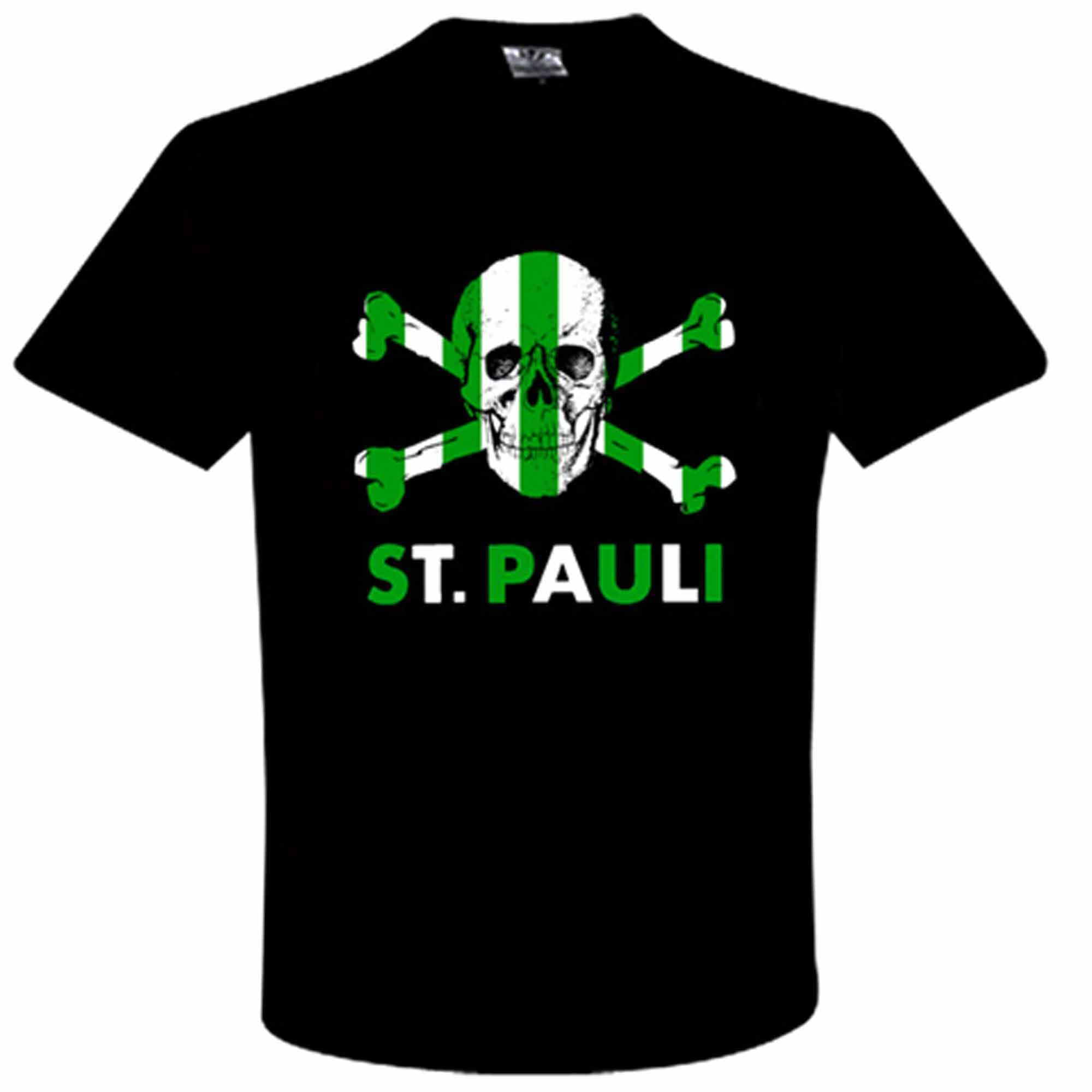 St Pauli Kult Skull & Crossbones Football T-Shirt (100% Cotton Sizes S to 3XL), Celts Friendship T-Shirt, Football Shirt (Small) Black