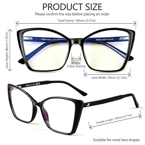 Image of 2 Pack Blue Light Blocking Glasses for Women, Oversized Trendy Cat Eye Computer Gaming Glasses Anti Glare & UV Glare RF6204 (Black + Coco Tortoise Cateye Frame)