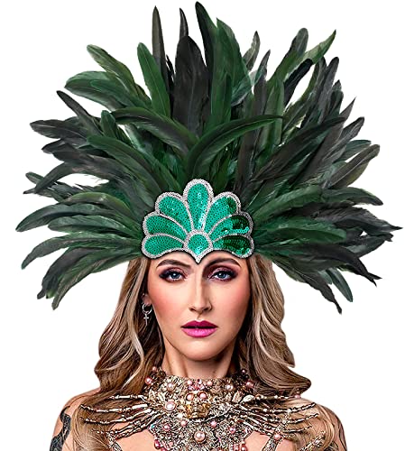 HOMELEX Women's Black Feather Headpiece Carnival Caribbean Headdress Showgirl Accessories