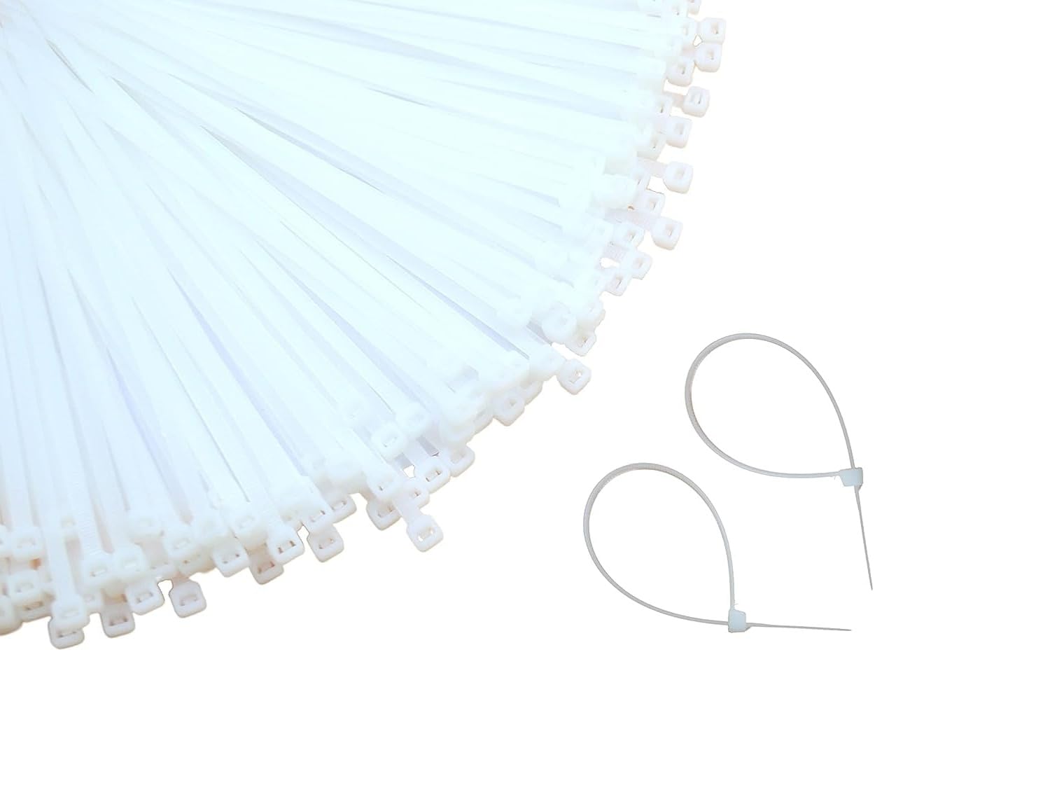 12 inch (100 Pcs) Cable Zip Ties, Premium Nylon Multi-Purpose Self-Locking ties, for Indoor and Outdoor use (White)