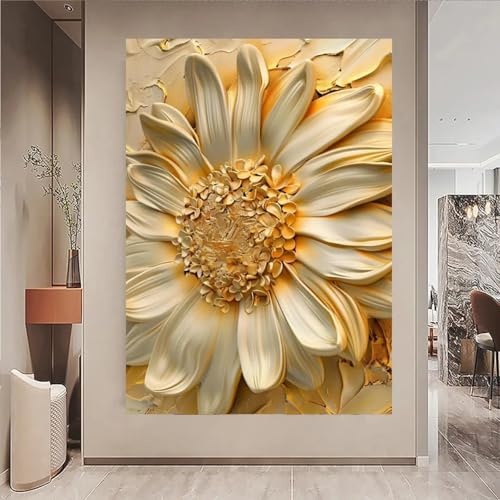 Tableau d'art mural moderne tournesol sur toile premium texturée en 40x60cm