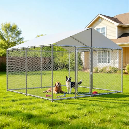 IronovaPets 10'x10' Large Outdoor Dog Kennel Outside...