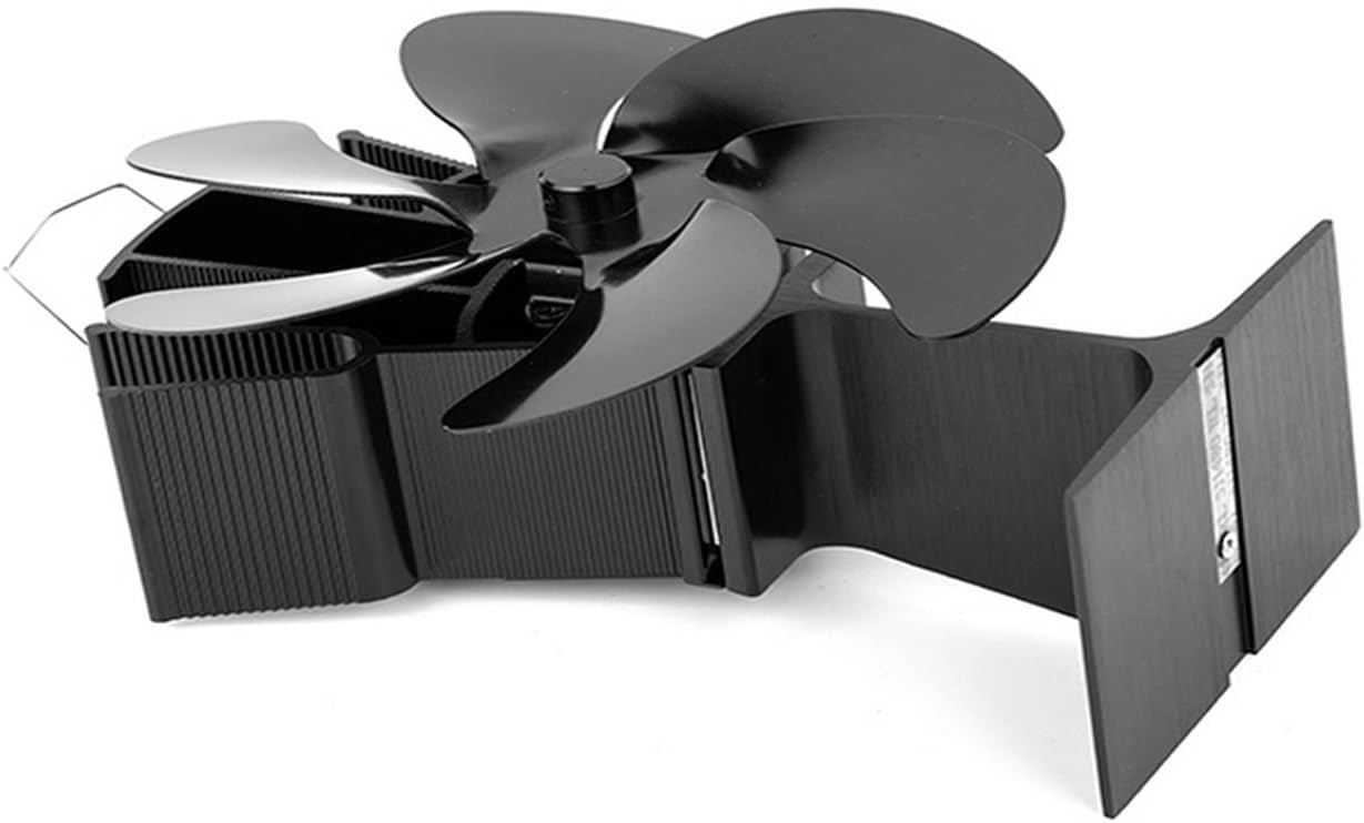 Black Fireplace 5 Blades Heat Powered Stove Fan Log Wood Burner Eco-Fan Quiet Home Fireplace Fan Efficient Heat Distribution (Color : A) (Bronze)