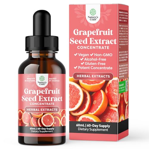Natures Craft GSE Grapefruit Seed Extract Liquid - One Drop Daily - Super Concentrated Grape Seed Extract Liquid Drops Rich in Bioflavonoids & Polyphenols for Gut Health & Immune Support - 2 Fl Oz
