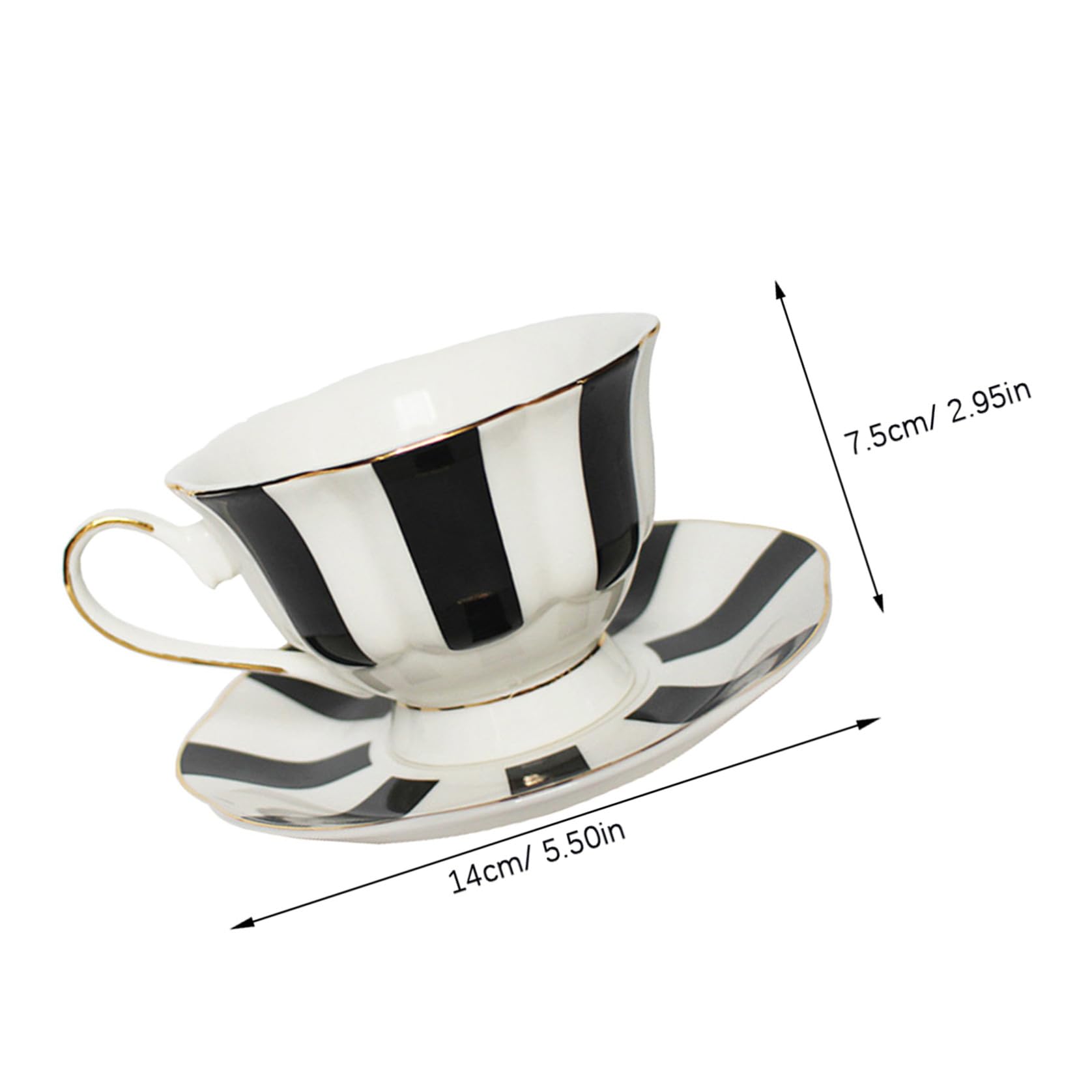 Retro Keramiktasse mit Untertasse 1 Satz Schwarz für Kaffee und Milch