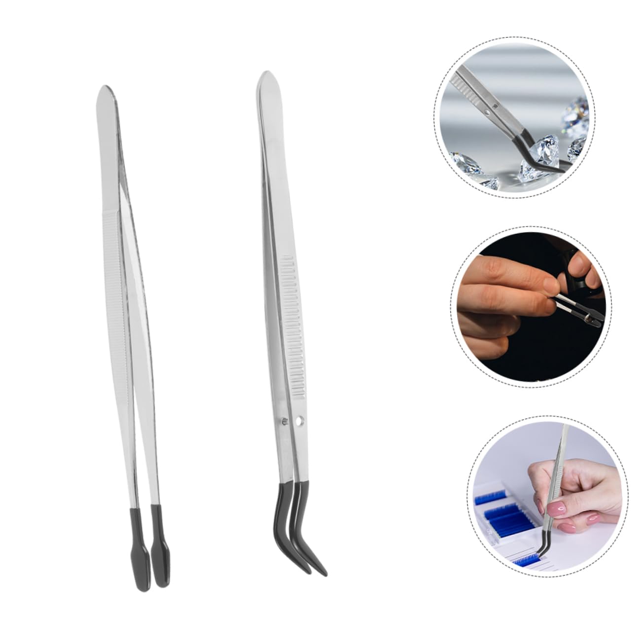 SHINEOFI 5 Set Pinzette Inossidabile Per Hobby E Collezionismo Strumenti Per Francobolli E Gioielli Design Ergonomico Resistente Lavori Precisione 2 Pezzi * 5