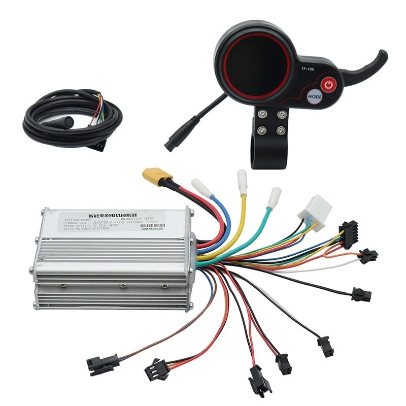 ScooterzubehöR Elektroroller 36V 48V Intelligenter bürstenloser Motorcontroller + 5/6-polige Instrumentenanzeige for Roller E Scooter Controller(TF-100 5-PIN)