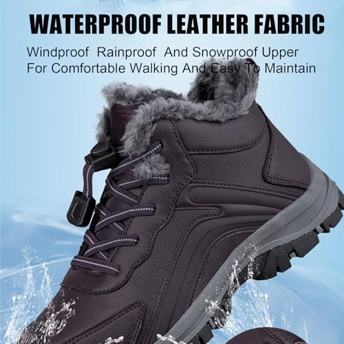 Women'S Waterproof Winter Snow Boots Warm Fur Lined Comfort Non-Slip Soft Bottom Outdoor Walking Boots Shoes2