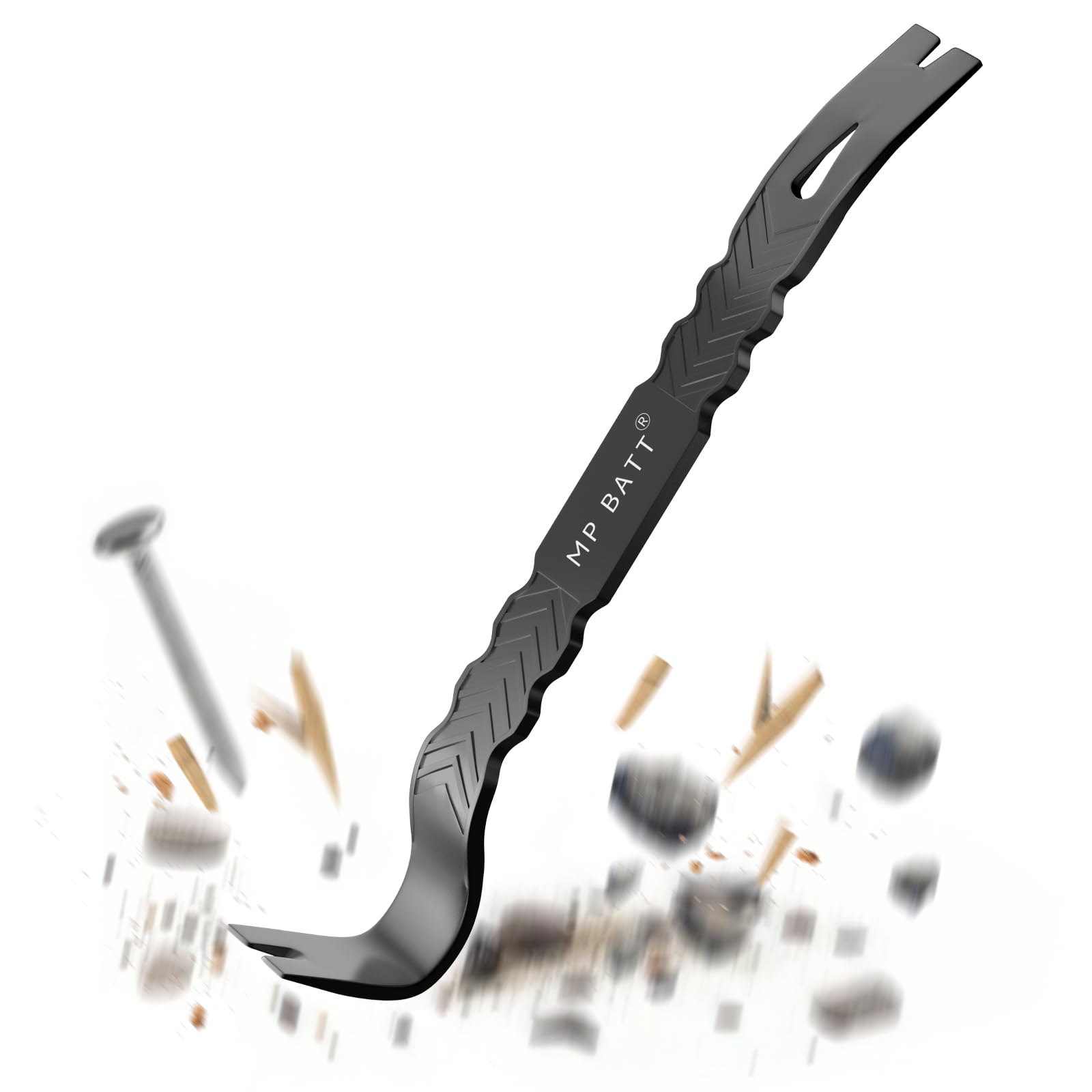 15'' Super Thick Flat Pry Bar Crow Bar Nail Puller, Angled Curved Head Metal Wood Board Tire Nail Removing Tool Wrecking Prying Tool Heavy Duty Car