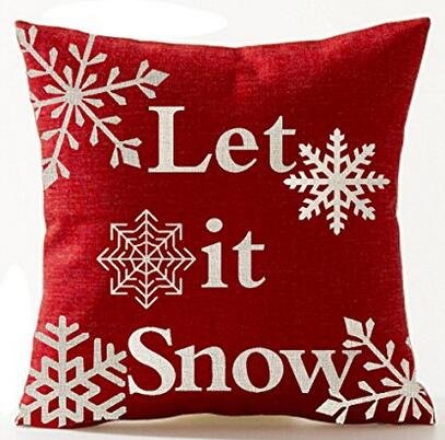 ITFRO CASE Let It Snow Fondo Rojo Navidad Vacaciones Regalo Manta Funda de Almohada Personalizada Funda de Almohada hogar Oficina Decorativo Cuadrado 18 x 18 Pulgadas