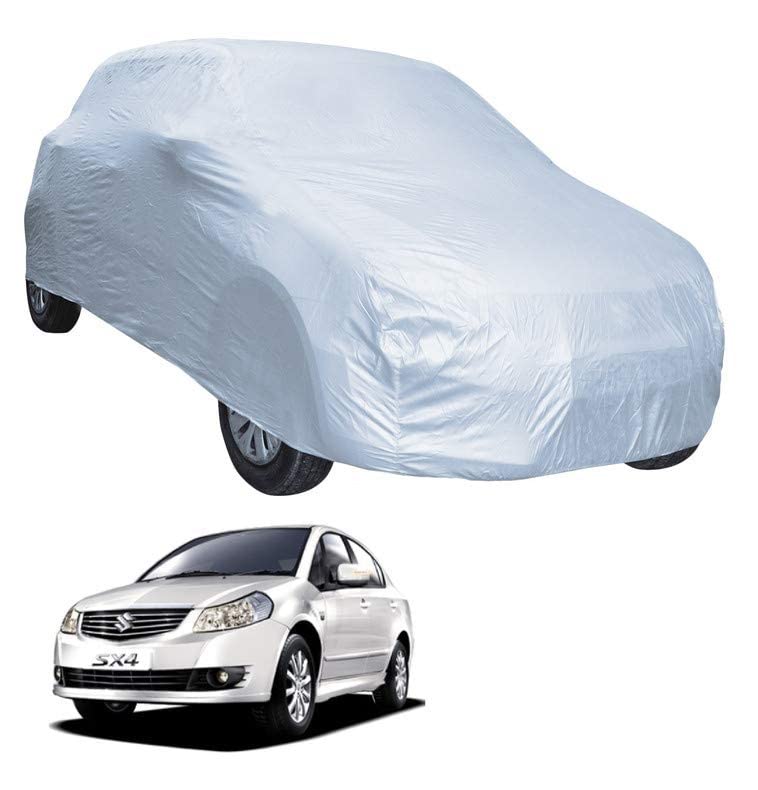 Image of Auto Hub Car Cover Compatible with Maruti SX4 with Weather Proof, Triple Stitched, SX4 Car Cover- Plain Silver