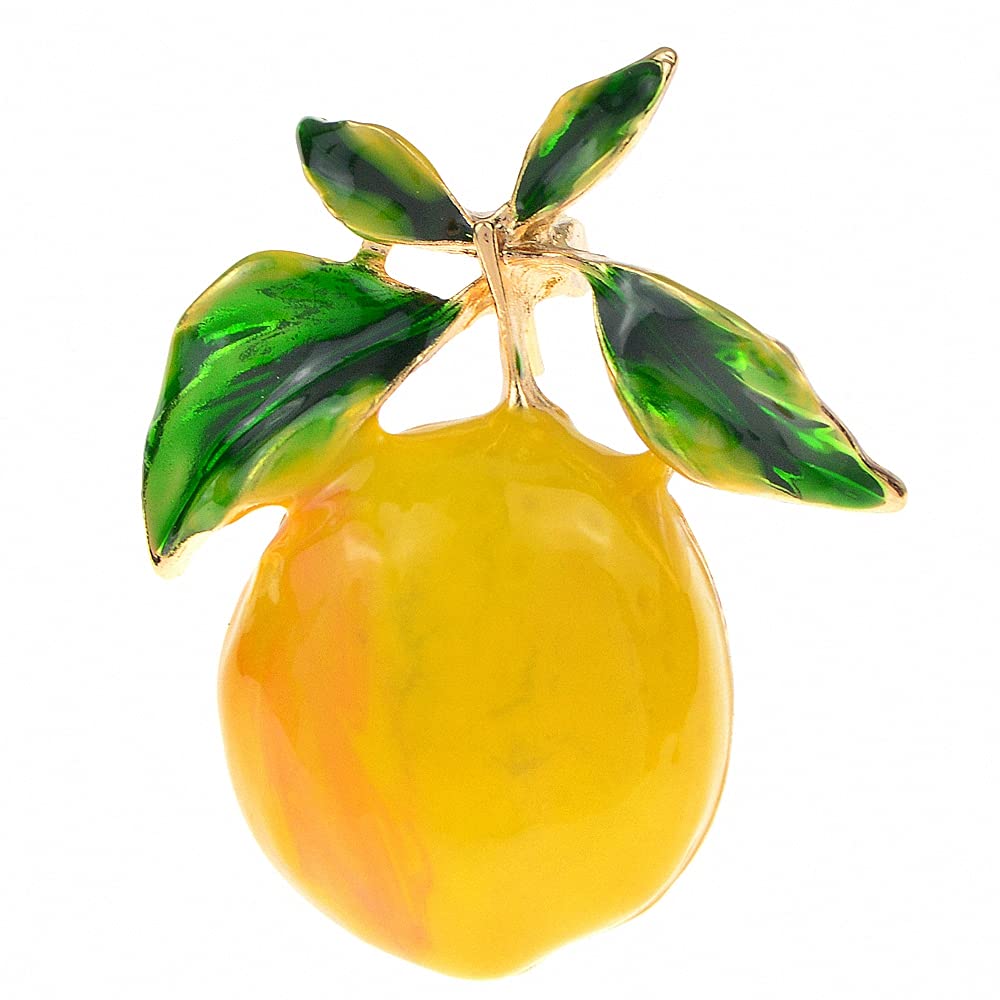 Creative Enamel Yellwo Lemon Brooches For Women Cute Fruit Plant Lemon Brooch Pins Party Casual Office Accessories