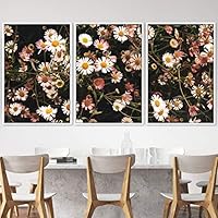 3 Piece Framed Canvas Wall Art Colorful Bouquet Canvas Prints Home Artwork Decoration for Living Room,Bedroom - 16