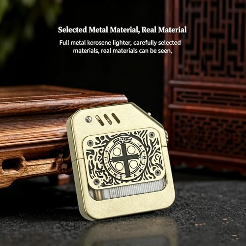 Encendedor vintage metal kerosene con ventana miniatura 4