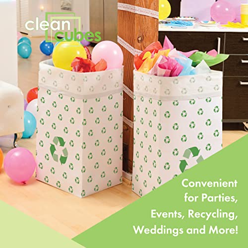 Image of Clean Cubes 30 Gallon Pop-Up Trash Cans 3-Pack, Instant Extra Trash Space | Extra Trash Space Without Mess, No Tape or Assembly Required, Pre-Fitted Liner Inside, Wire-Reinforced Opening, Recycle