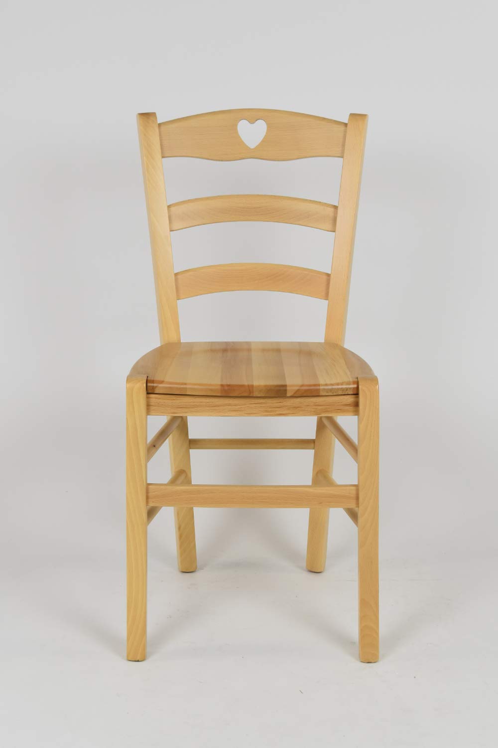 t m c s Tommychairs - Stuhl Cuore für Küche und Esszimmer, Robuste Struktur aus Buchenholz in der Farbe Naturfarben lackiert und Sitzfläche aus Holz