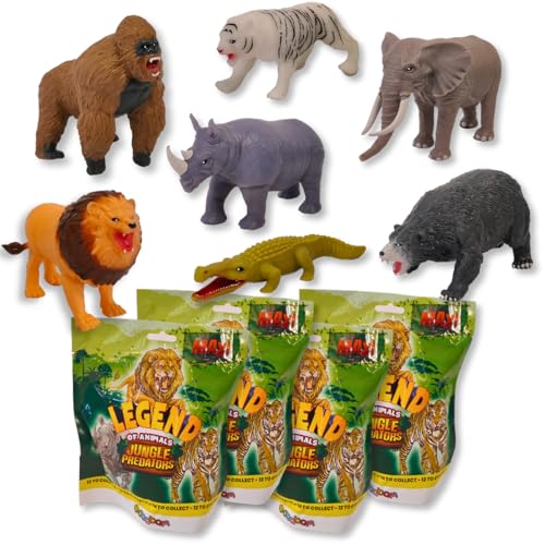 #sbabam, Funny Box Legend of Animals Jungle Predators,Juegos para Niños de Edicola, Animales de Juguete para Niños Pack de 4 Piezas, Animales para Niños Extendibles, Encuentra los Cambia Color