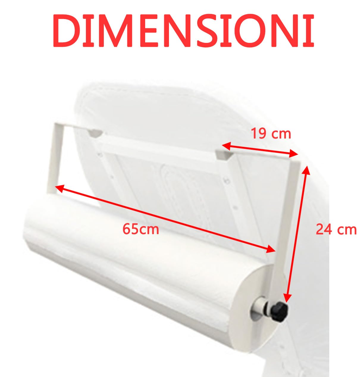 Supporto Porta rotolo Lettini visita medica 60 cm MI38X Lato Testa Art. MIA396