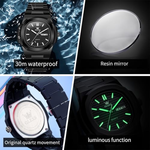Image of OLEVS Mens Watches Analog Quartz Unisex Watches Square Resinous 3ATM Waterproof Day Date Sport Fashion Dress Wrist Watch