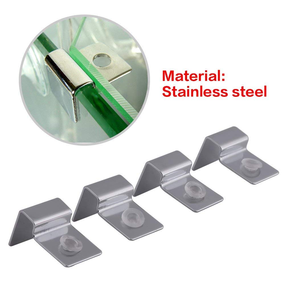 4 Taille 4 PCS/Set Aquarium Verre Couvercle Clip Support en Acier Inoxydable pour Fish Tank Couvercle en Verre avec Gel De Silice Tapis