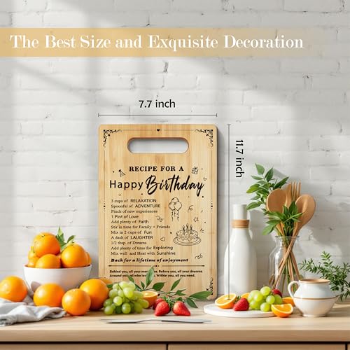 Tablas de cortar de bambú para cumpleaños, regalos para mujeres y hombres, tablero de corte rectangular con mango, apto para cocina y decoración miniatura 2