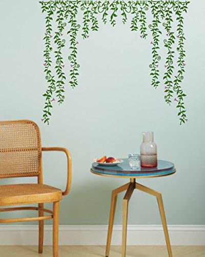 Image of Dreamkraft Green Falling with Pretty Flowers Wall Sticker (Multicolor PVC Vinyl 100 x 82cm)-Self-Adhesive